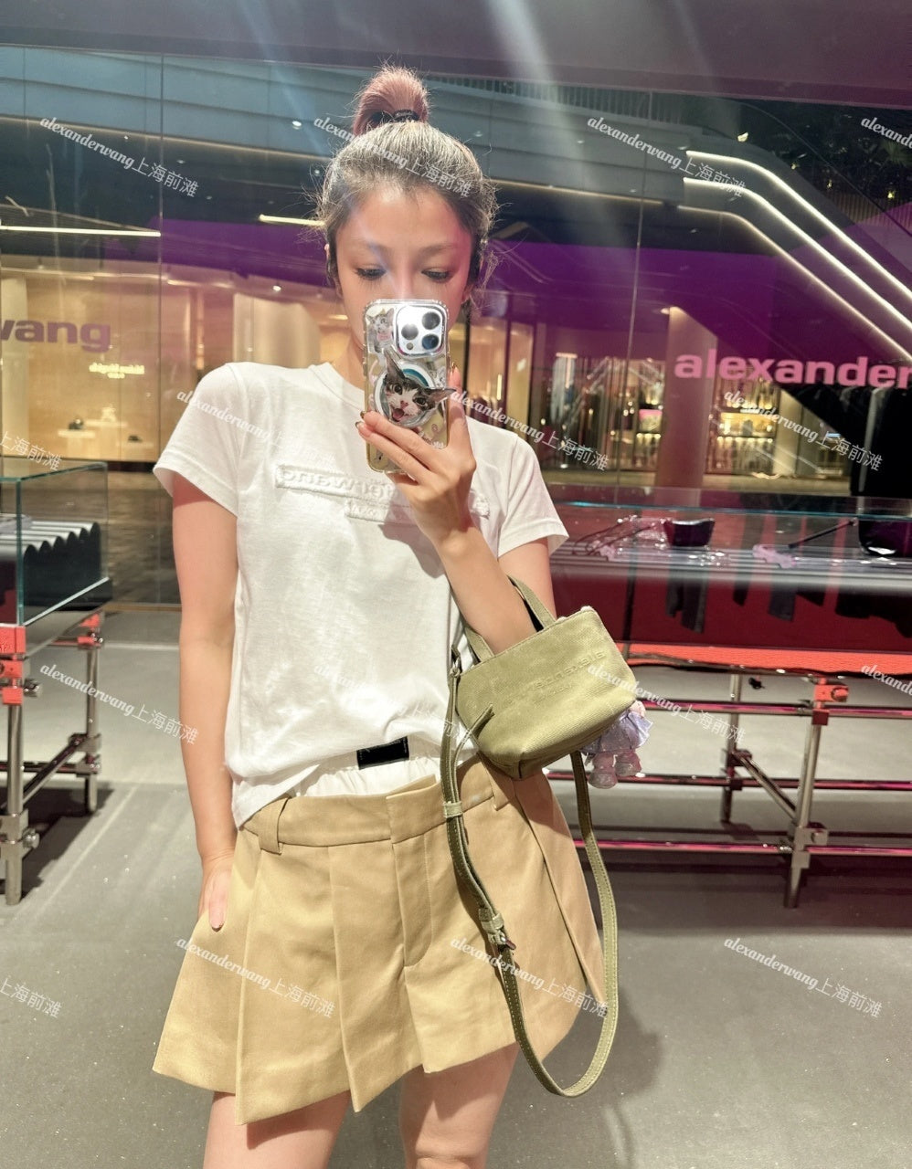 Alexander Wang Washed Brushed Embossed Short Sleeves T-Shirt