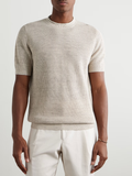 Brunello Cucinelli Solid Ribbed Crew Neck Short Sleeves Top