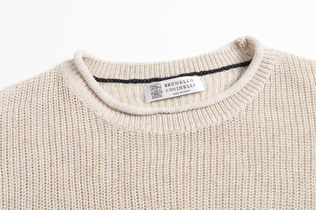 Brunello Cucinelli Solid Ribbed Crew Neck Short Sleeves Top