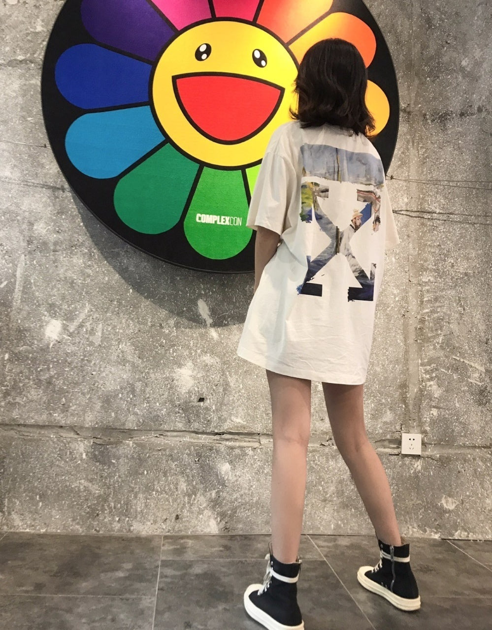 Off-White Apricot White Digital Print Short Sleeves T-Shirt