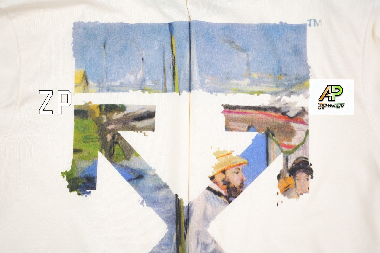 Off-White Apricot White Digital Print Short Sleeves T-Shirt