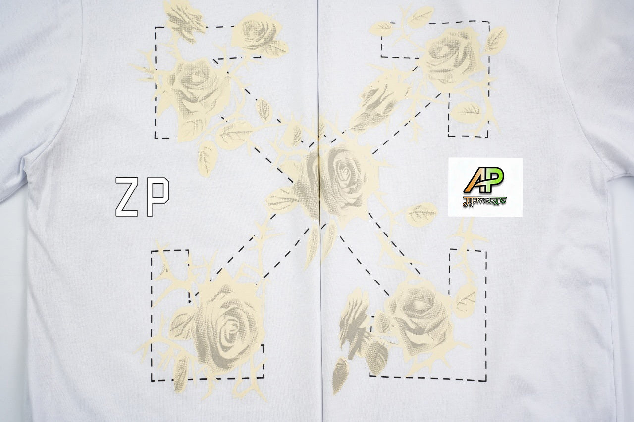 Off-White Rose Floral Arrow Print Short Sleeves T-Shirt
