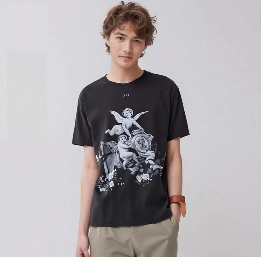 Off-White Vintage Washed Distressed Short Sleeves T-Shirt