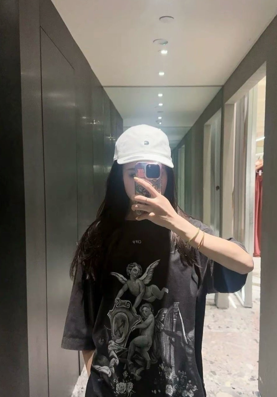 Off-White Vintage Washed Distressed Short Sleeves T-Shirt