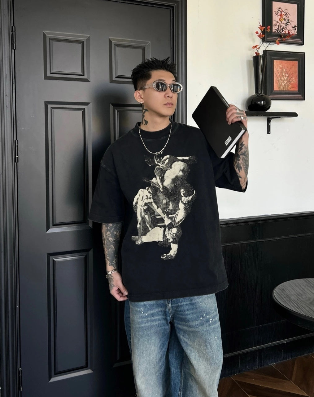 Off-White Vintage Washed Distressed Short Sleeves T-Shirt