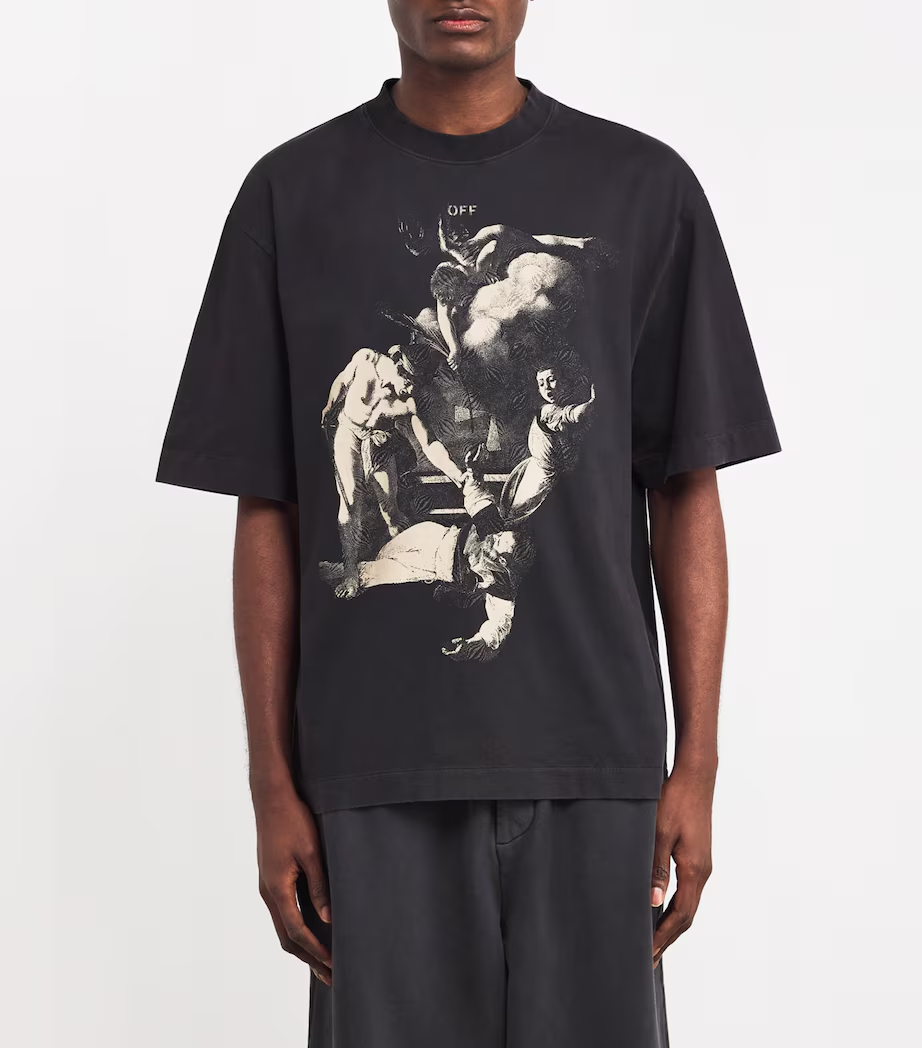 Off-White Vintage Washed Distressed Short Sleeves T-Shirt