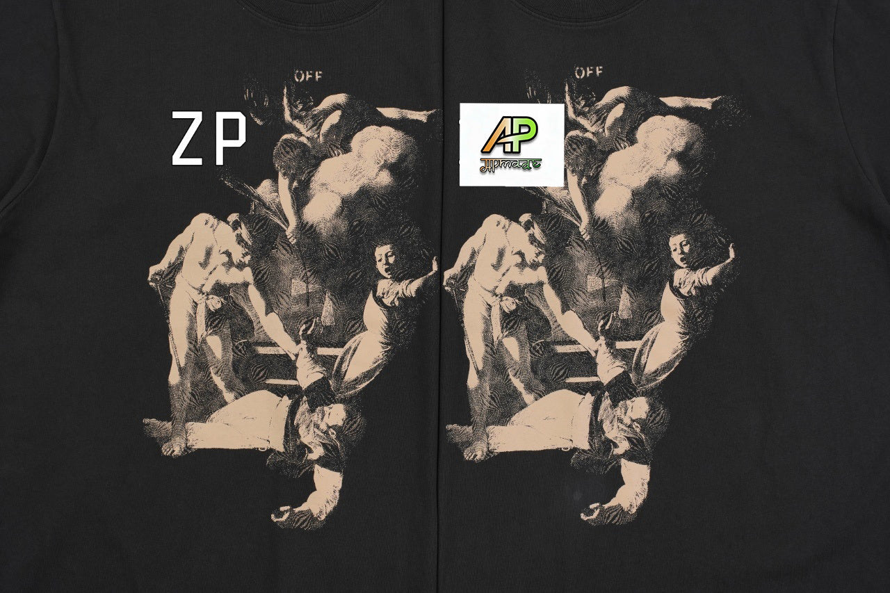 Off-White Vintage Washed Distressed Short Sleeves T-Shirt