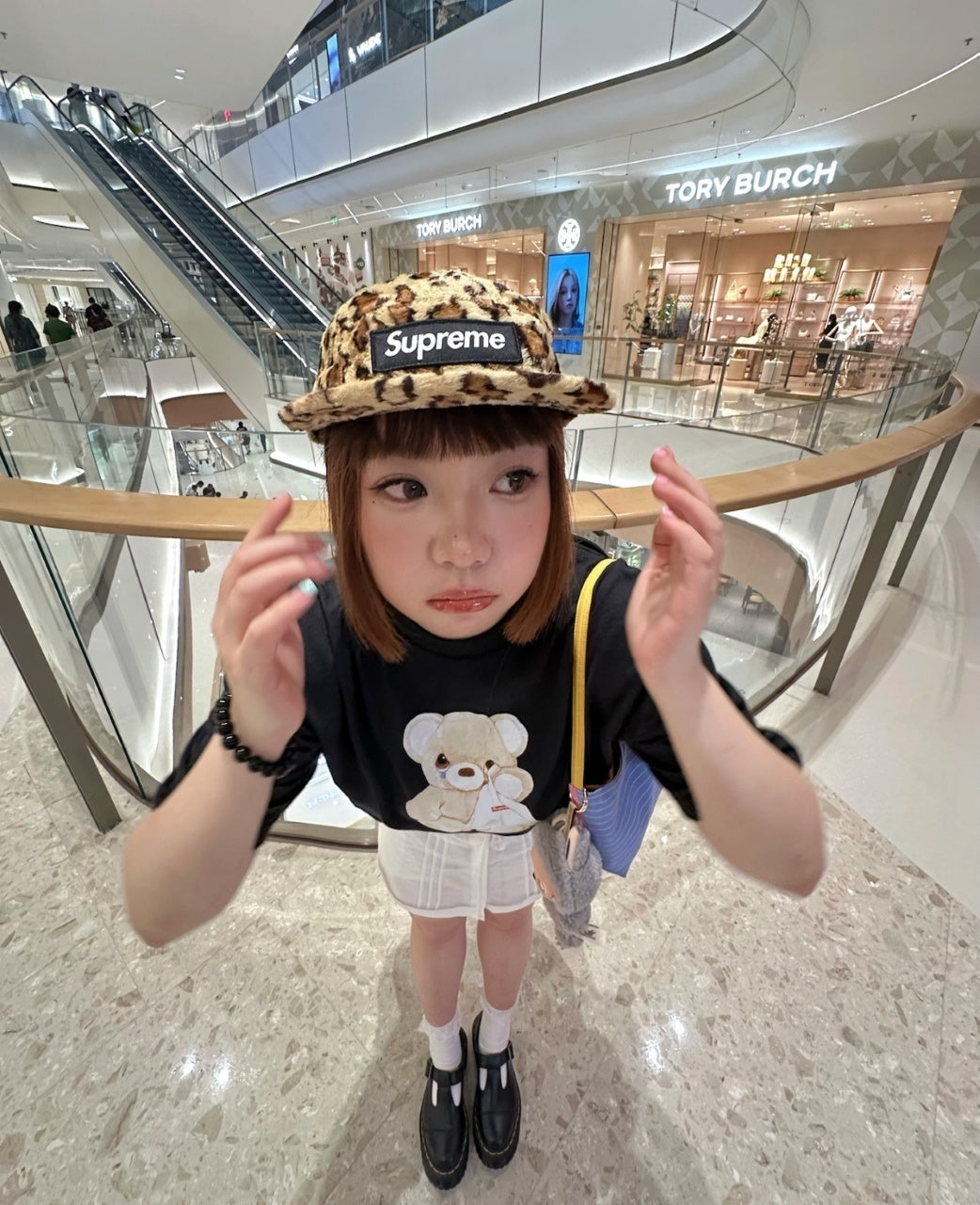 Supreme Cartoon Bear Box Logo Short Sleeves T-Shirt