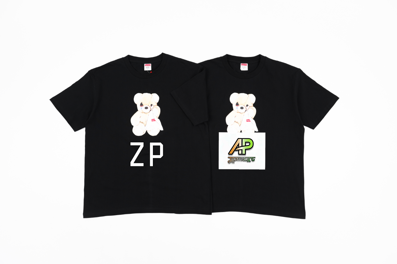 Supreme Cartoon Bear Box Logo Short Sleeves T-Shirt