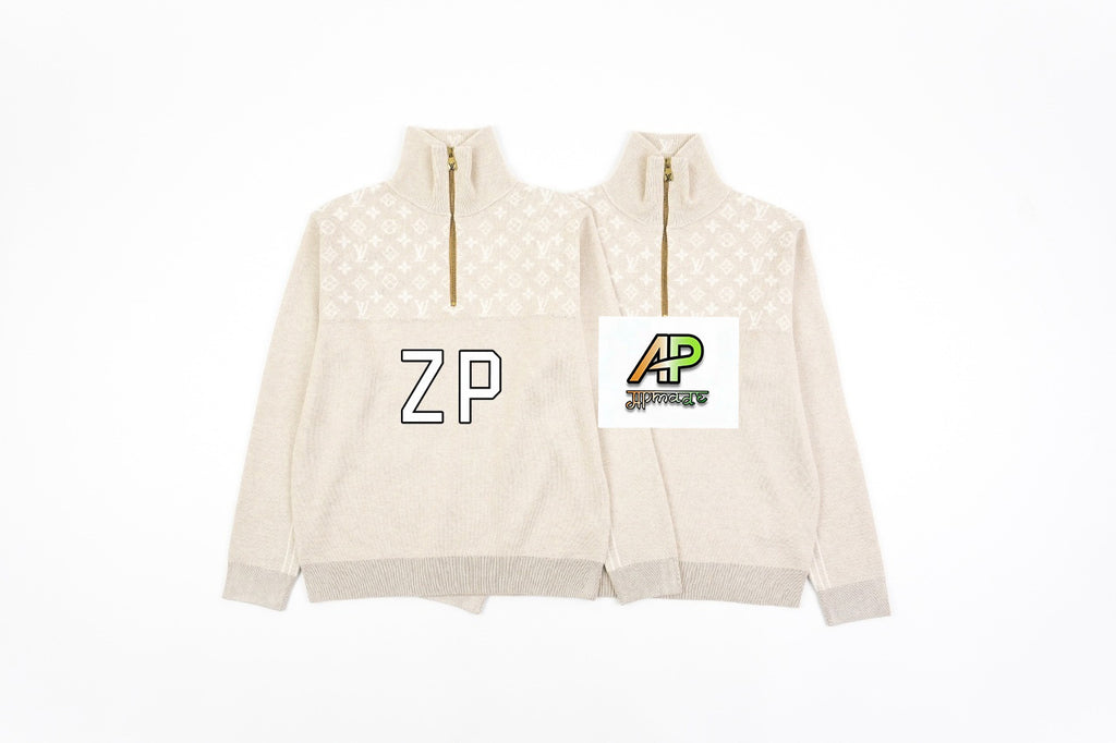 Louis Vuitton Monogram Jacquard Half-Zip Knit Sweater