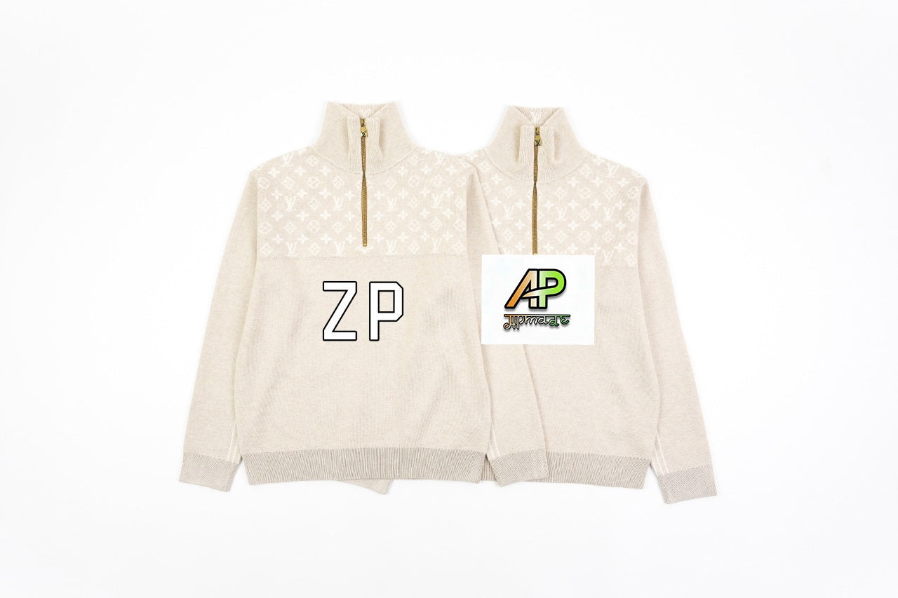 Louis Vuitton Monogram Jacquard Half-Zip Knit Sweater