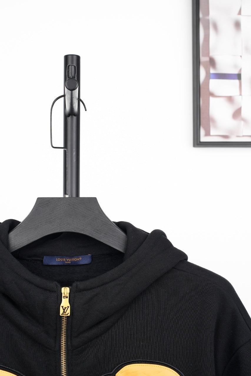 Louis Vuitton Leather Appliqué Embroidered Sweatshirt