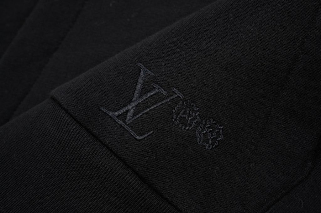 Louis Vuitton Leather Appliqué Embroidered Sweatshirt