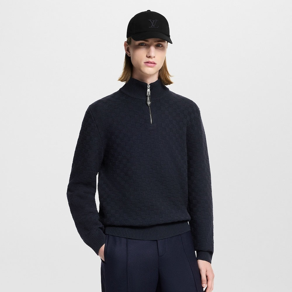 Louis Vuitton Damier Half-Zip Knit Pullover