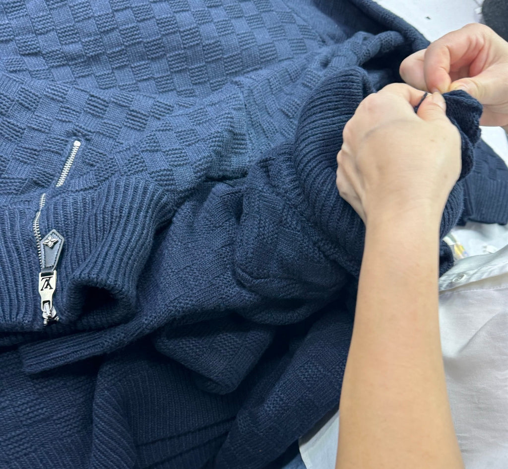 Louis Vuitton Damier Half-Zip Knit Pullover