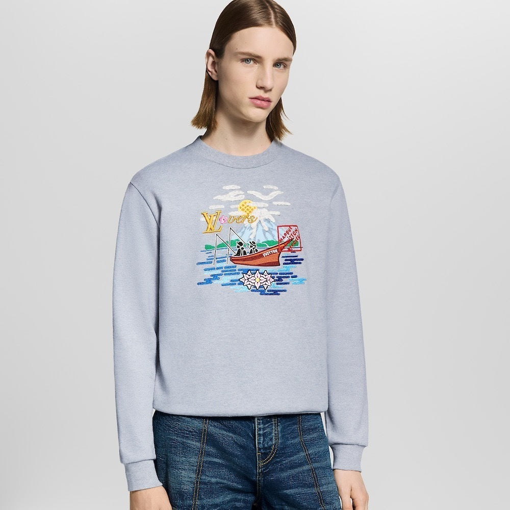 Louis Vuitton Embroidered Scenic Cotton Sweatshirt