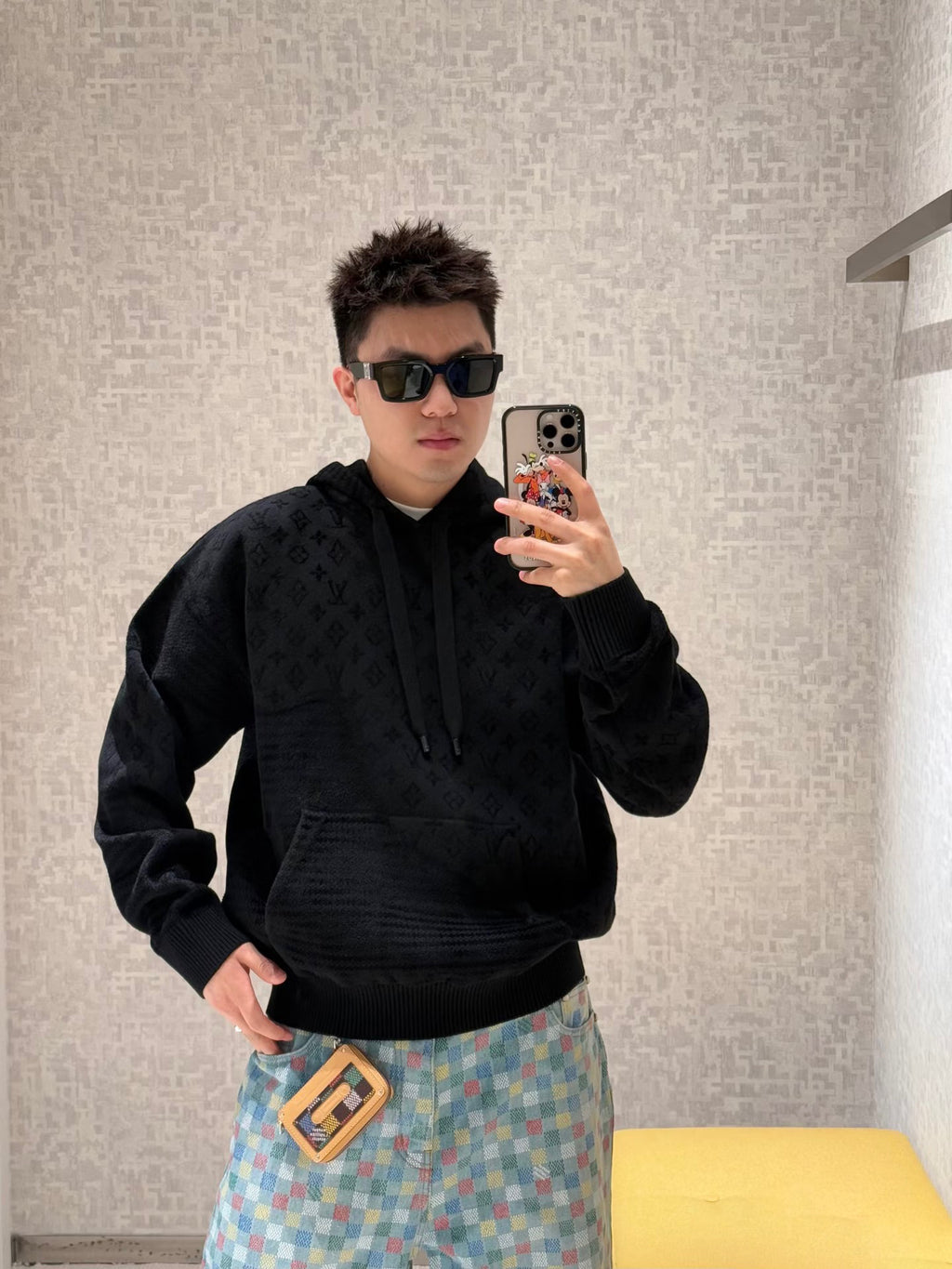 Louis Vuitton Wool Jacquard Hooded Long-Sleeve Sweatshirt