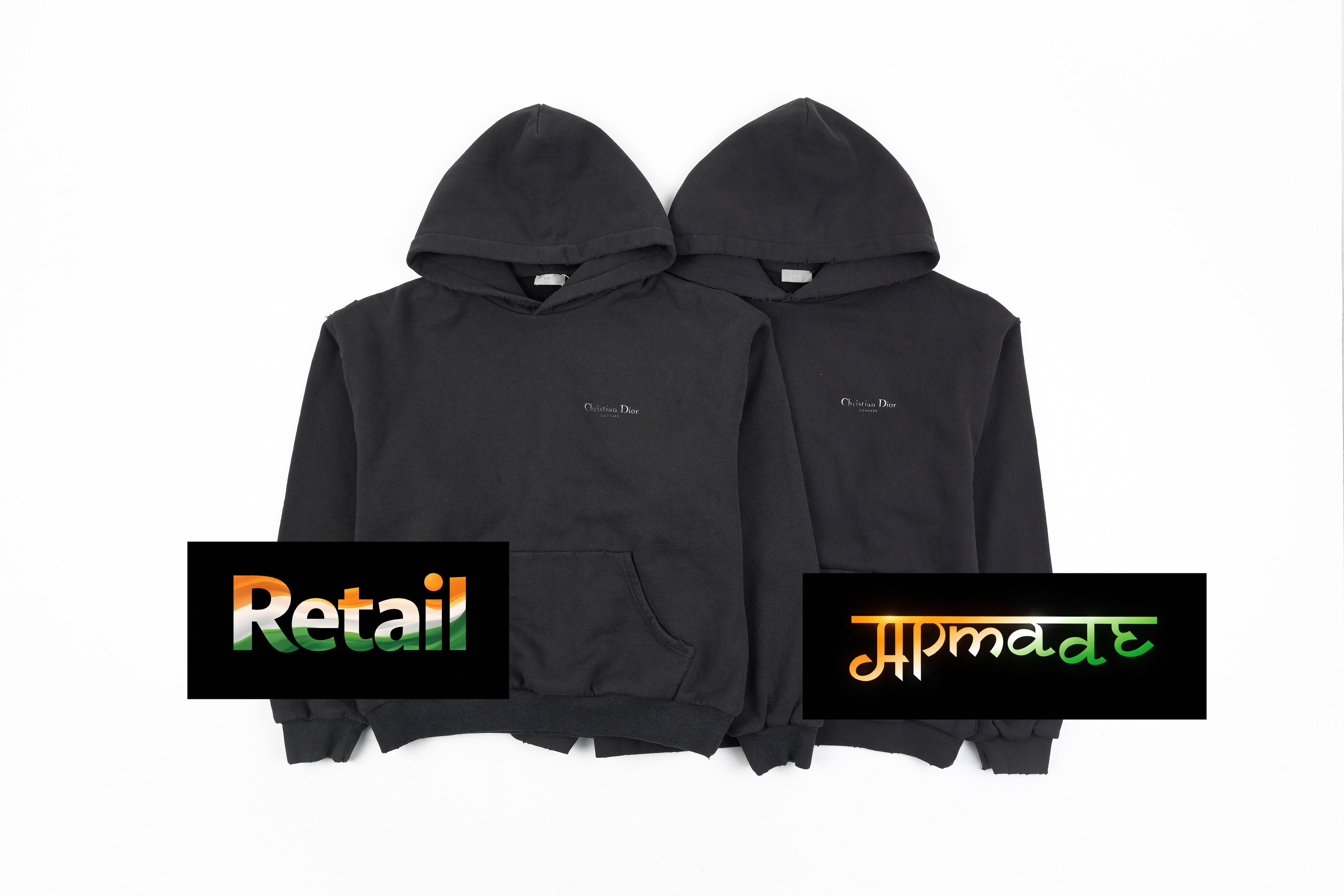 Dior Printed Distressed Double-Layer Hoodie