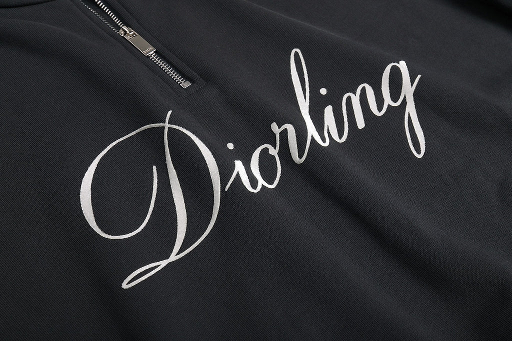 Dior 25SS Flocked Print Half-Zip Stand-Collar Sweatshirt