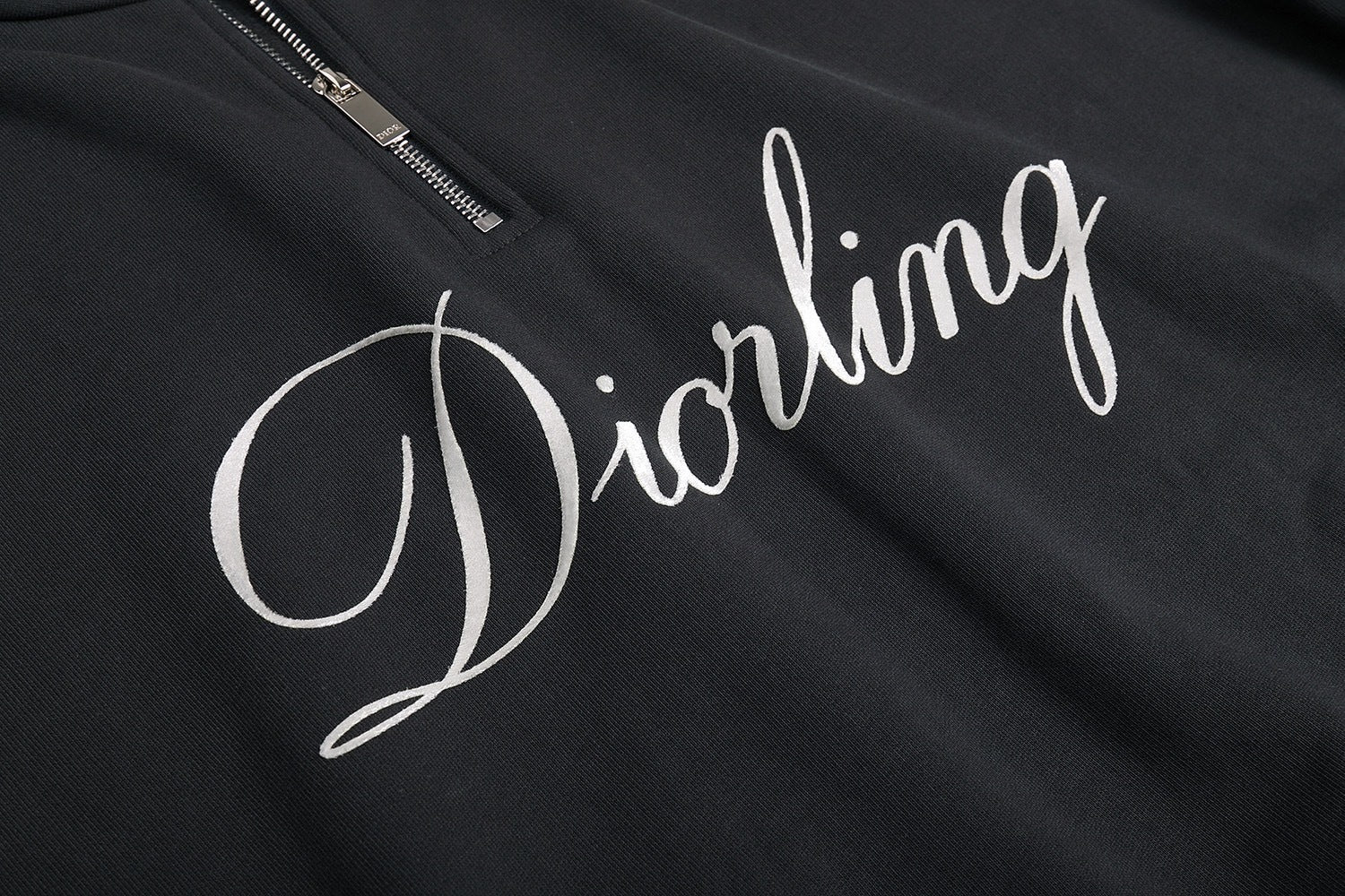 Dior 25SS Flocked Print Half-Zip Stand-Collar Sweatshirt