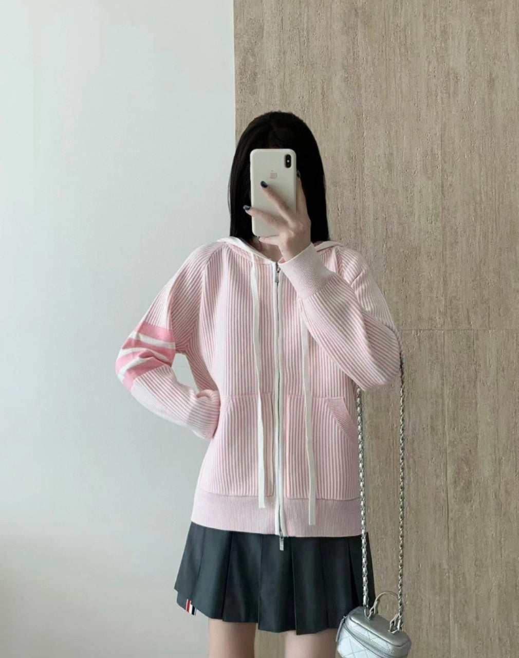 Thom Browne Wool Knit Hooded Zip Sweater