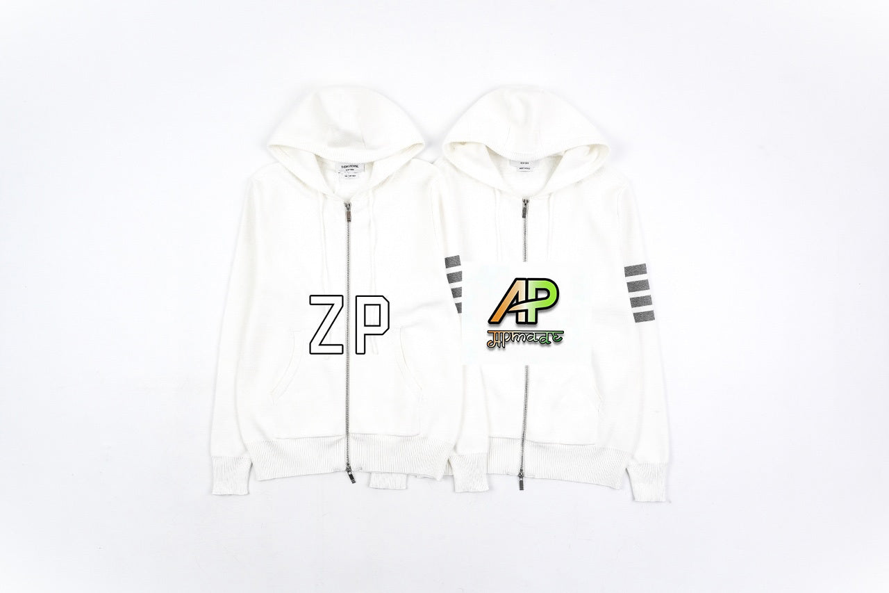 Thom Browne Four-Stripe Cotton Knit Hoodie