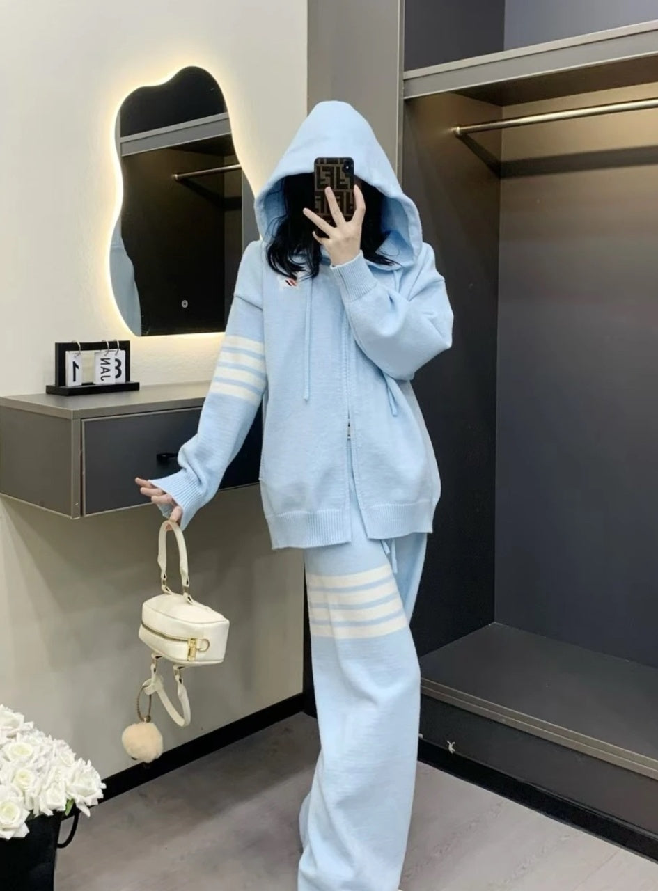 Thom Browne Four-Stripe Cotton Knit Hoodie