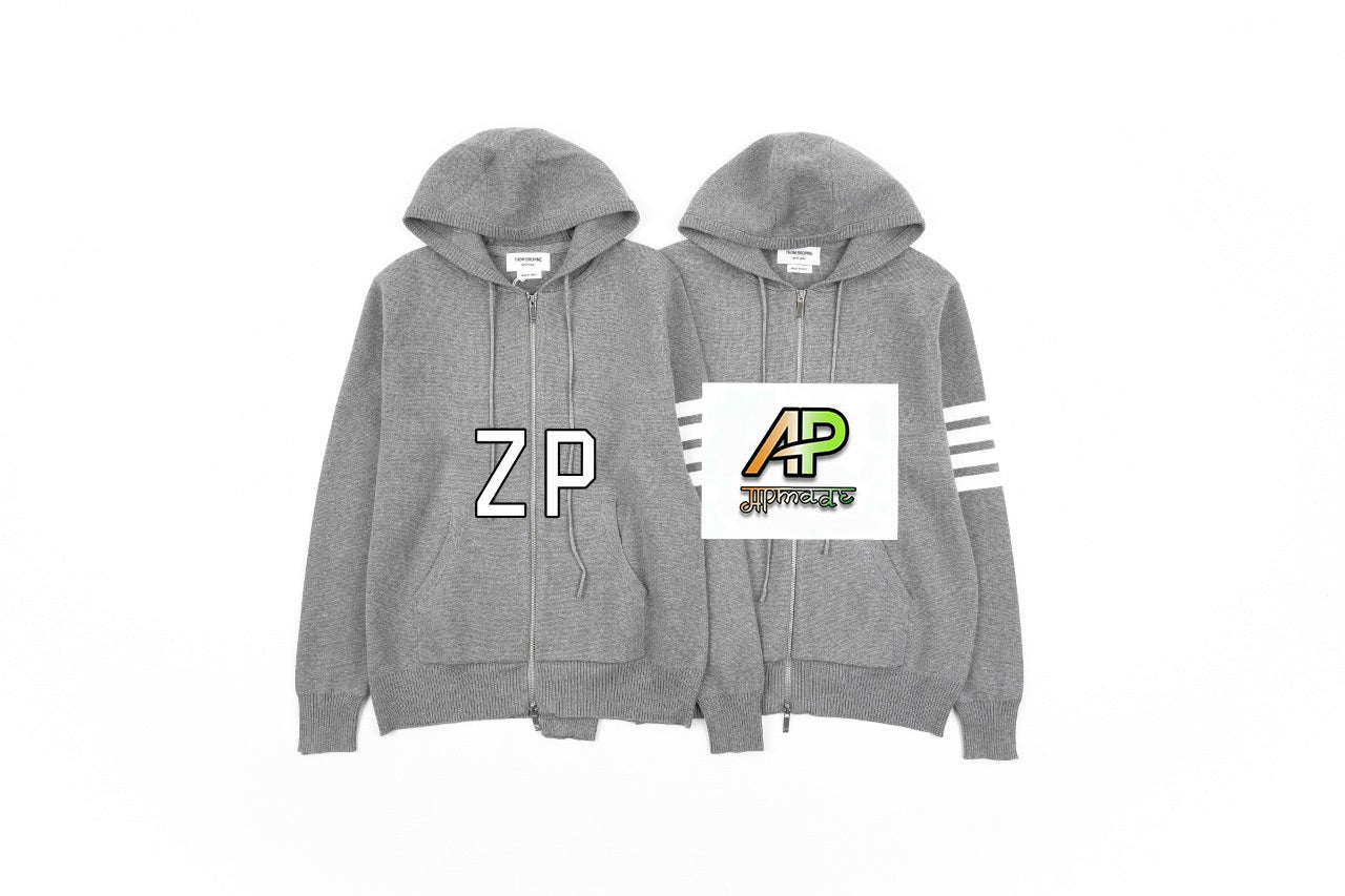 Thom Browne Four-Stripe Cotton Knit Hoodie