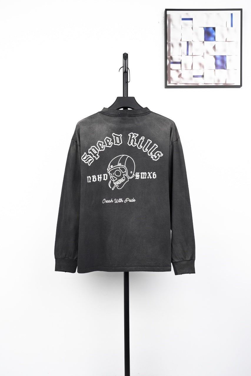 Saint Mxxxxxx Skull Helmet Print Sweatshirt