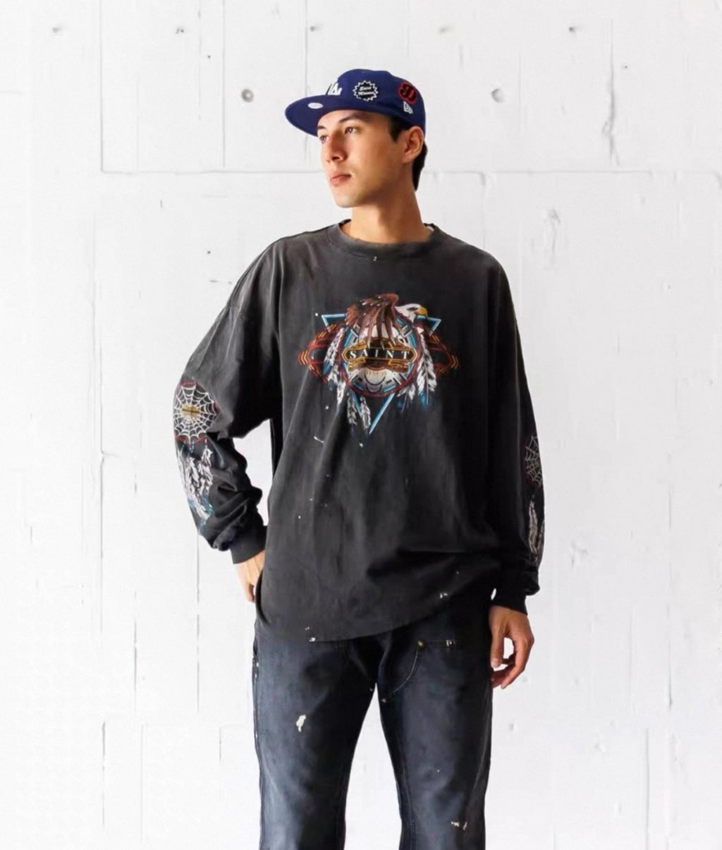 Saint Mxxxxxx Eagle Feather Print Sweatshirt