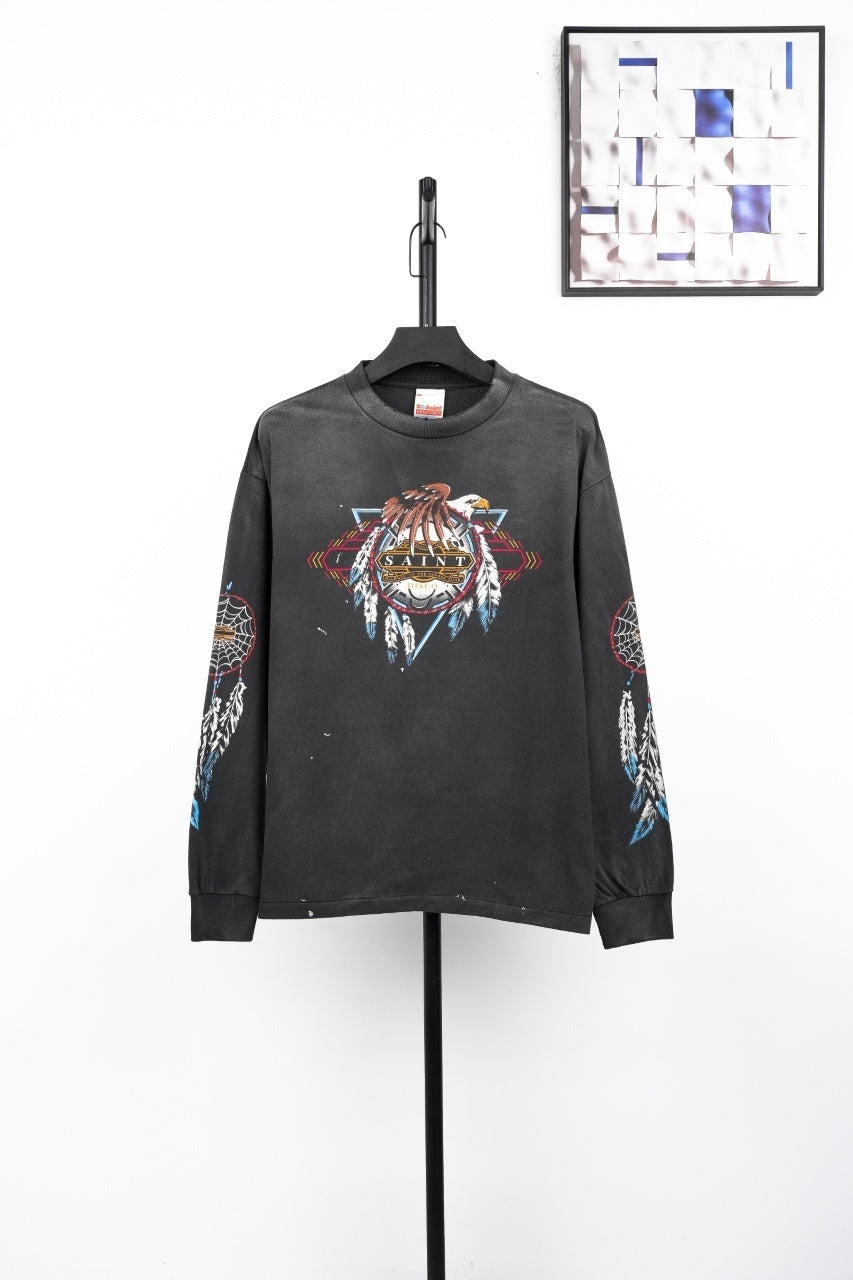 Saint Mxxxxxx Eagle Feather Print Sweatshirt