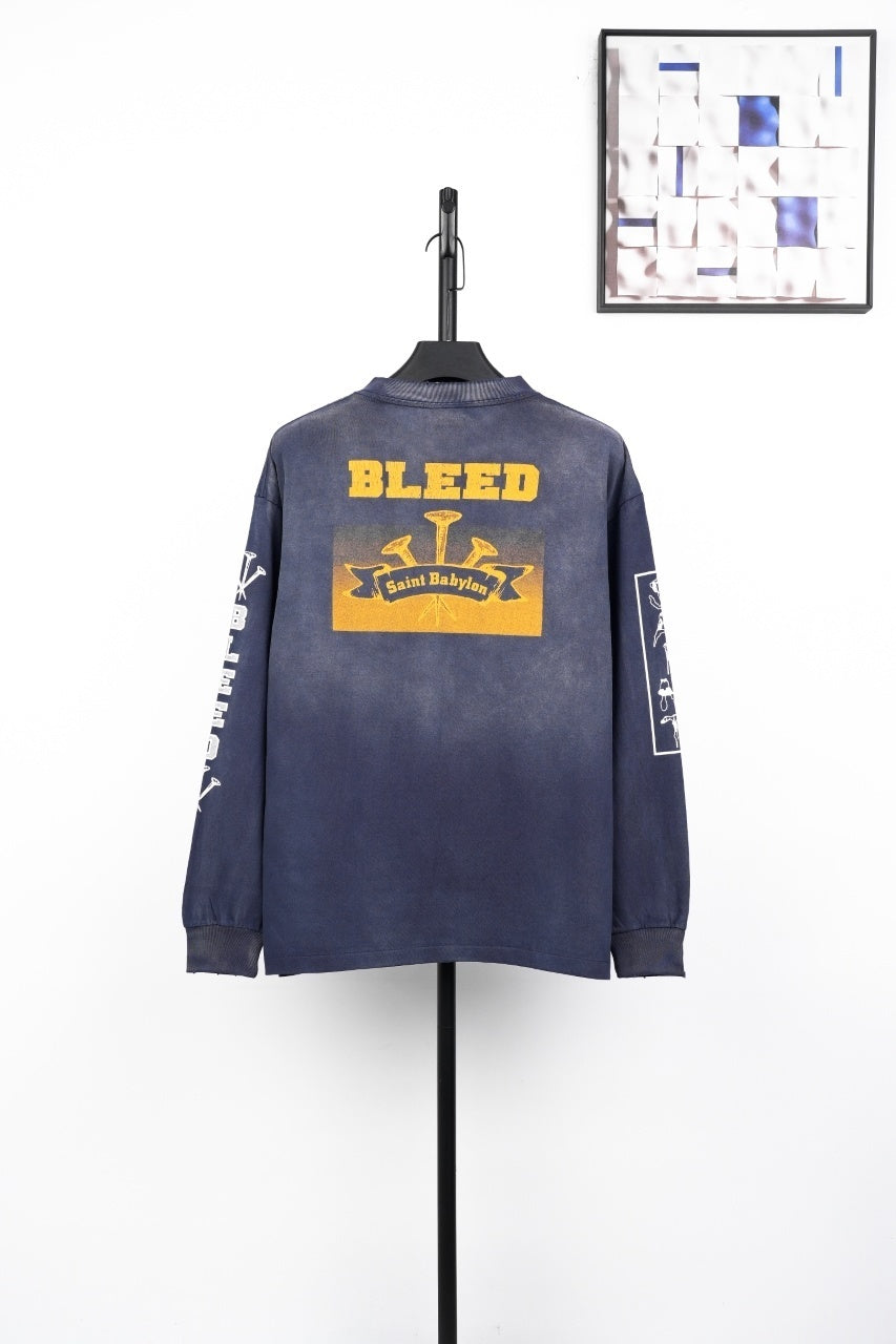 Saint Mxxxxxx Wolf Head Nail Print Sweatshirt