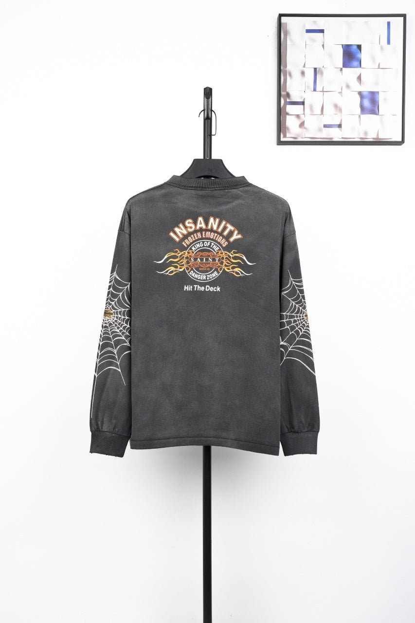 Saint Mxxxxxx Spiderweb Print Crewneck Sweatshirt