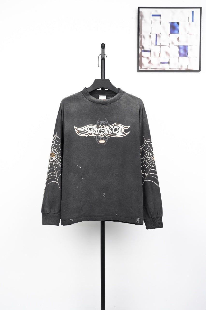 Saint Mxxxxxx Spiderweb Print Crewneck Sweatshirt