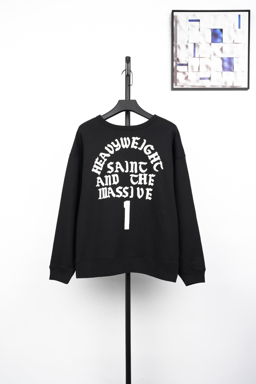 Saint Mxxxxxx Gothic Flocked Letter Crewneck Sweatshirt