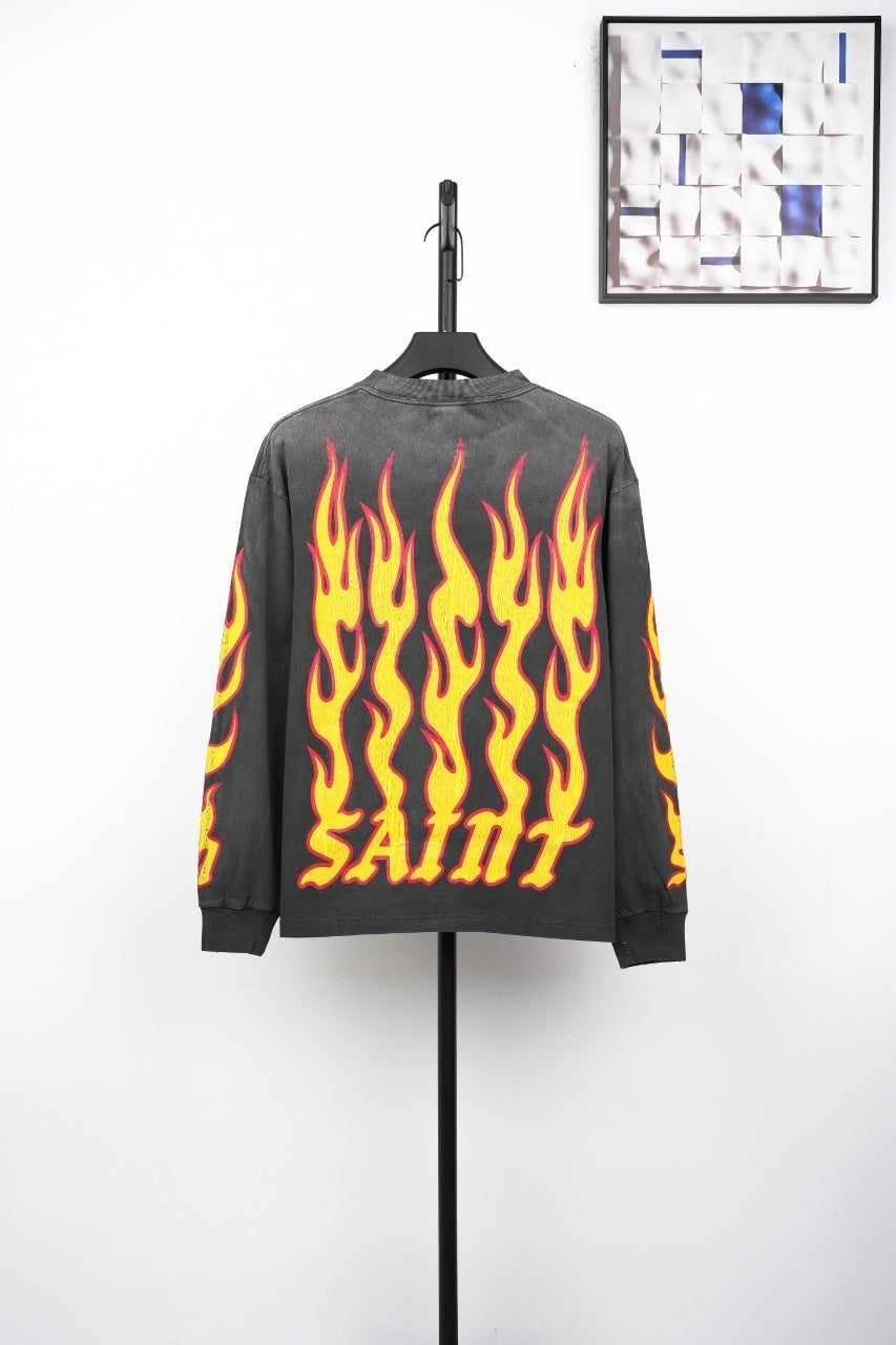 Saint Mxxxxxx Flame Large Letter Print Sweatshirt