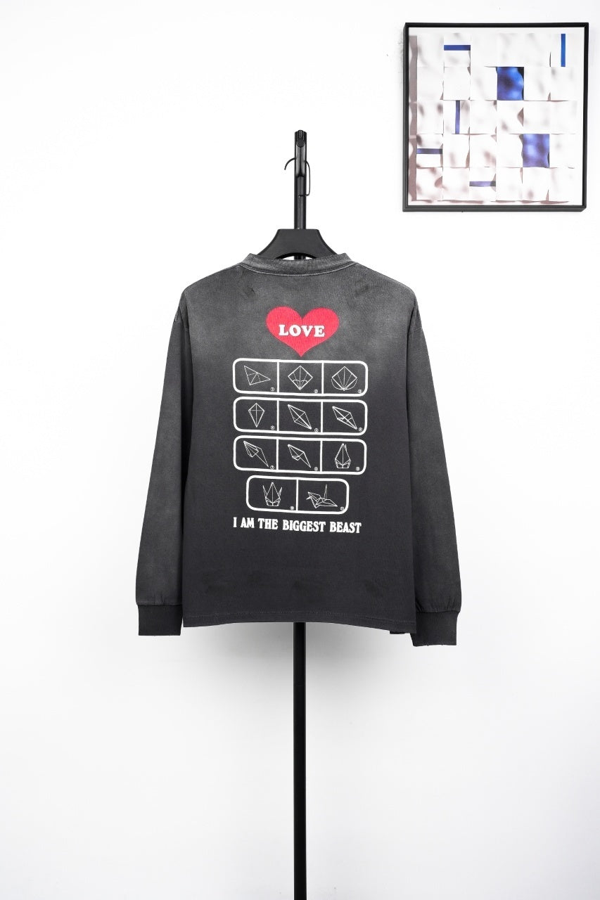 Saint Mxxxxxx Love Heart Thousand Paper Cranes Print Sweatshirt