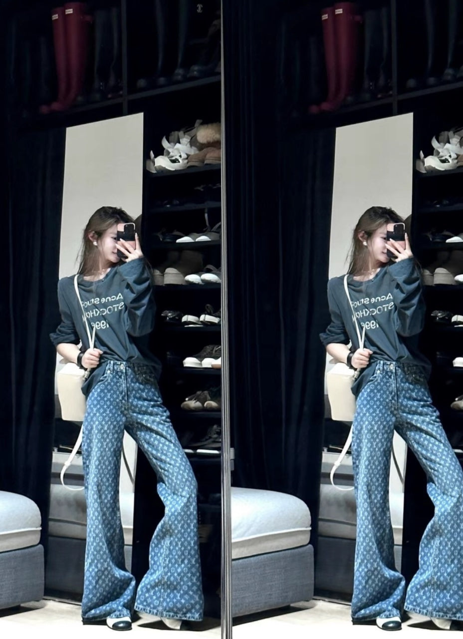 Acne Studios 1996 Mottled Letter Print Long Sleeve T-Shirt