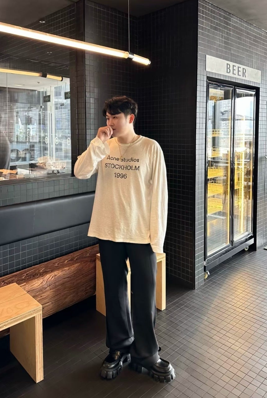 Acne Studios 1996 Mottled Letter Print Long Sleeve T-Shirt