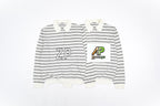 Acne Studios Logo Lettering Striped Long Sleeve Polo