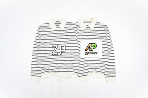 Acne Studios Logo Lettering Striped Long Sleeve Polo