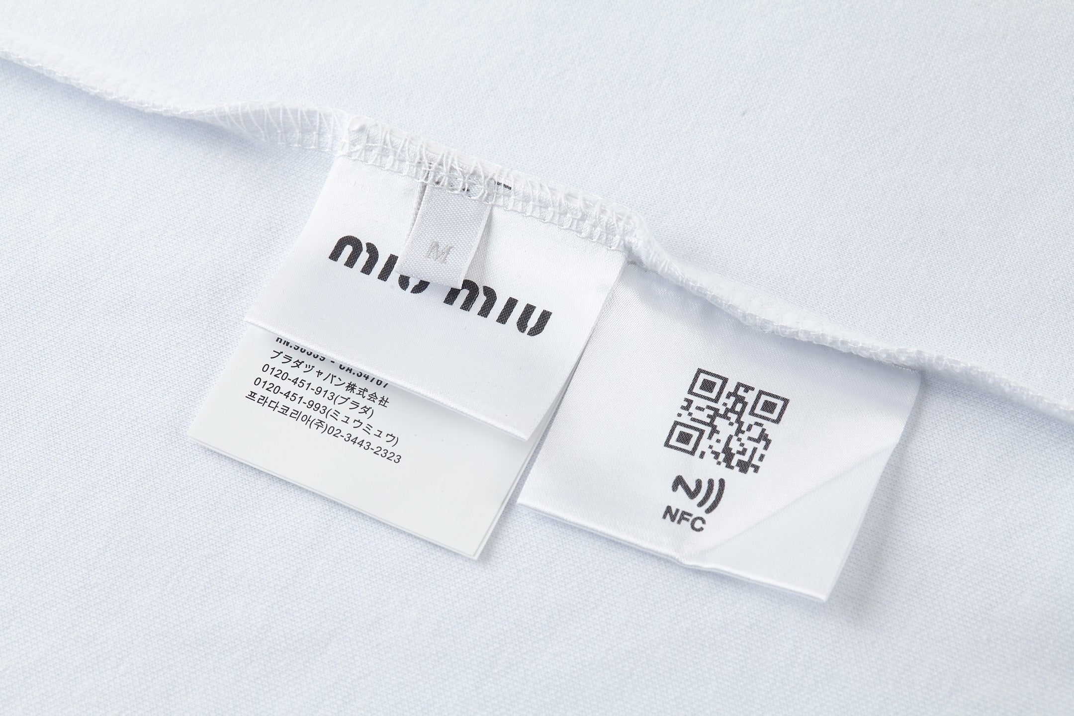Miu Miu Embroidered Flower Logo Long Sleeve T-Shirt