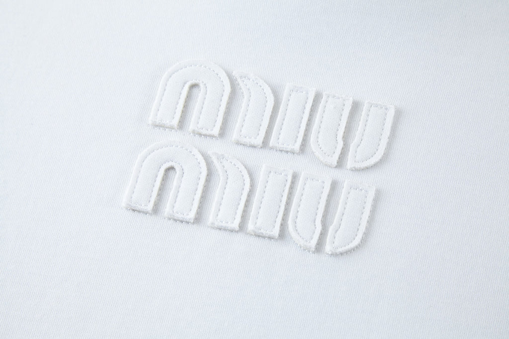 Miu Miu Embroidered Flower Logo Long Sleeve T-Shirt