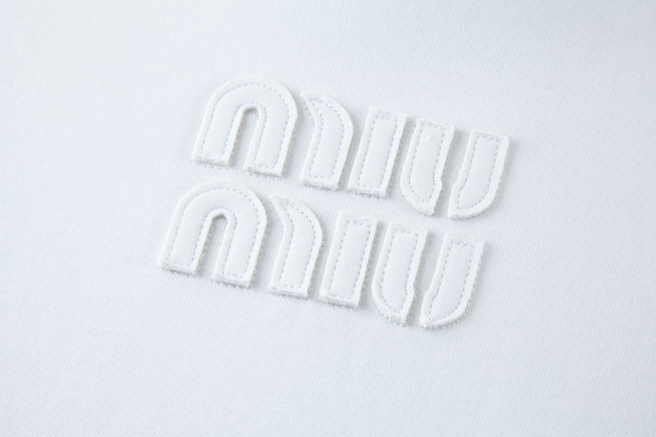 Miu Miu Embroidered Flower Logo Long Sleeve T-Shirt
