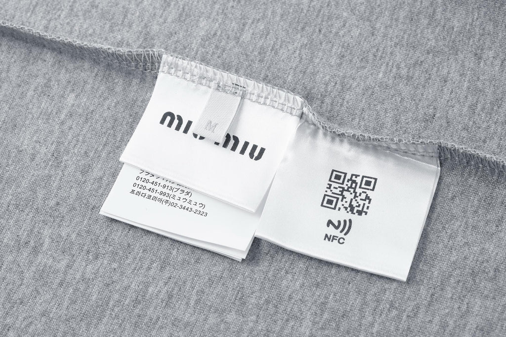 Miu Miu Embroidered Flower Logo Long Sleeve T-Shirt