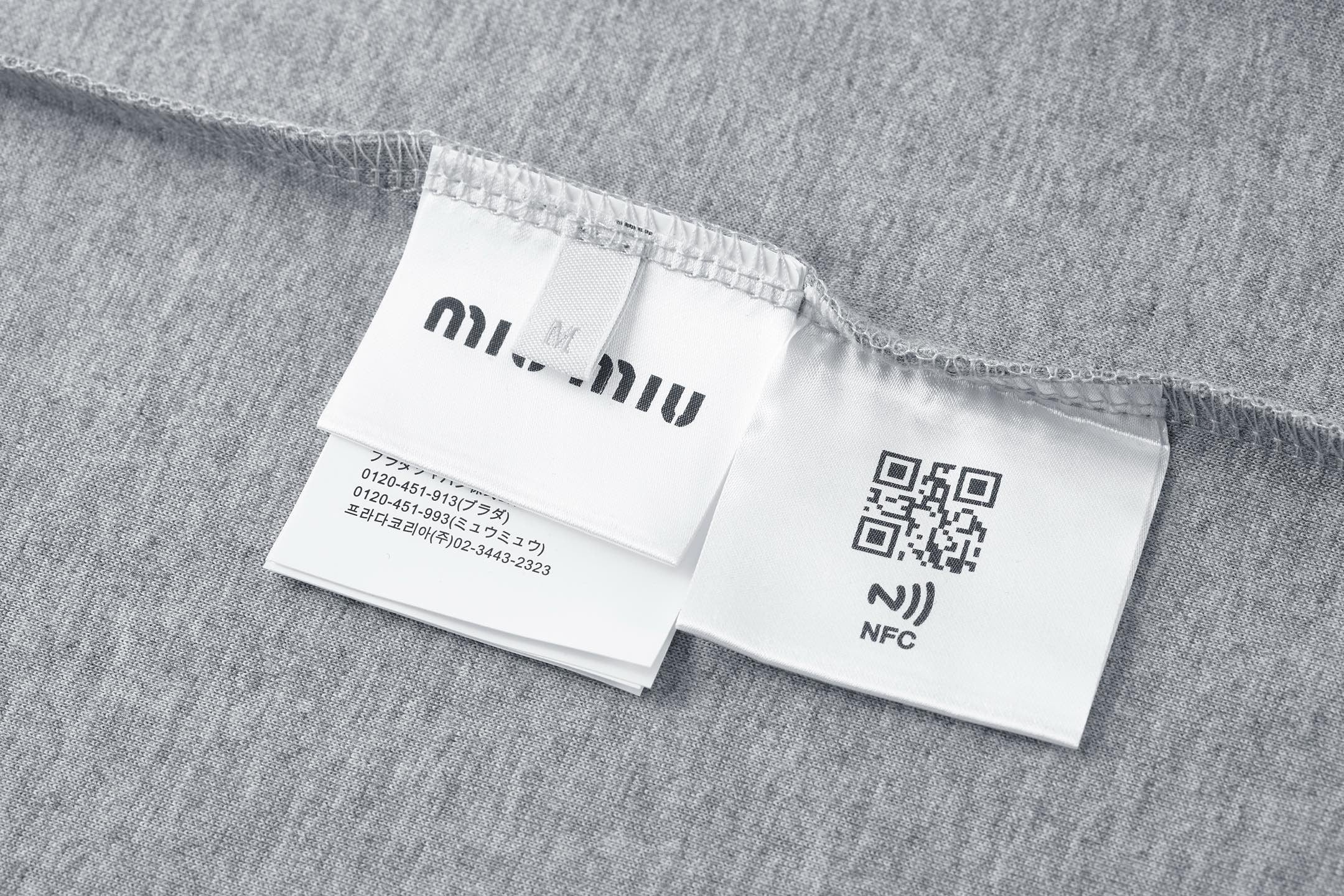 Miu Miu Embroidered Flower Logo Long Sleeve T-Shirt