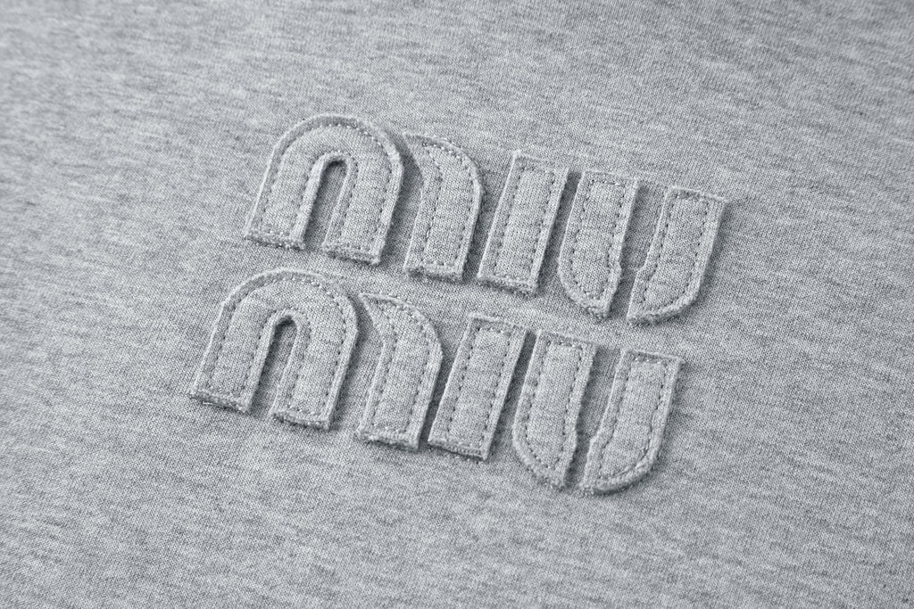 Miu Miu Embroidered Flower Logo Long Sleeve T-Shirt