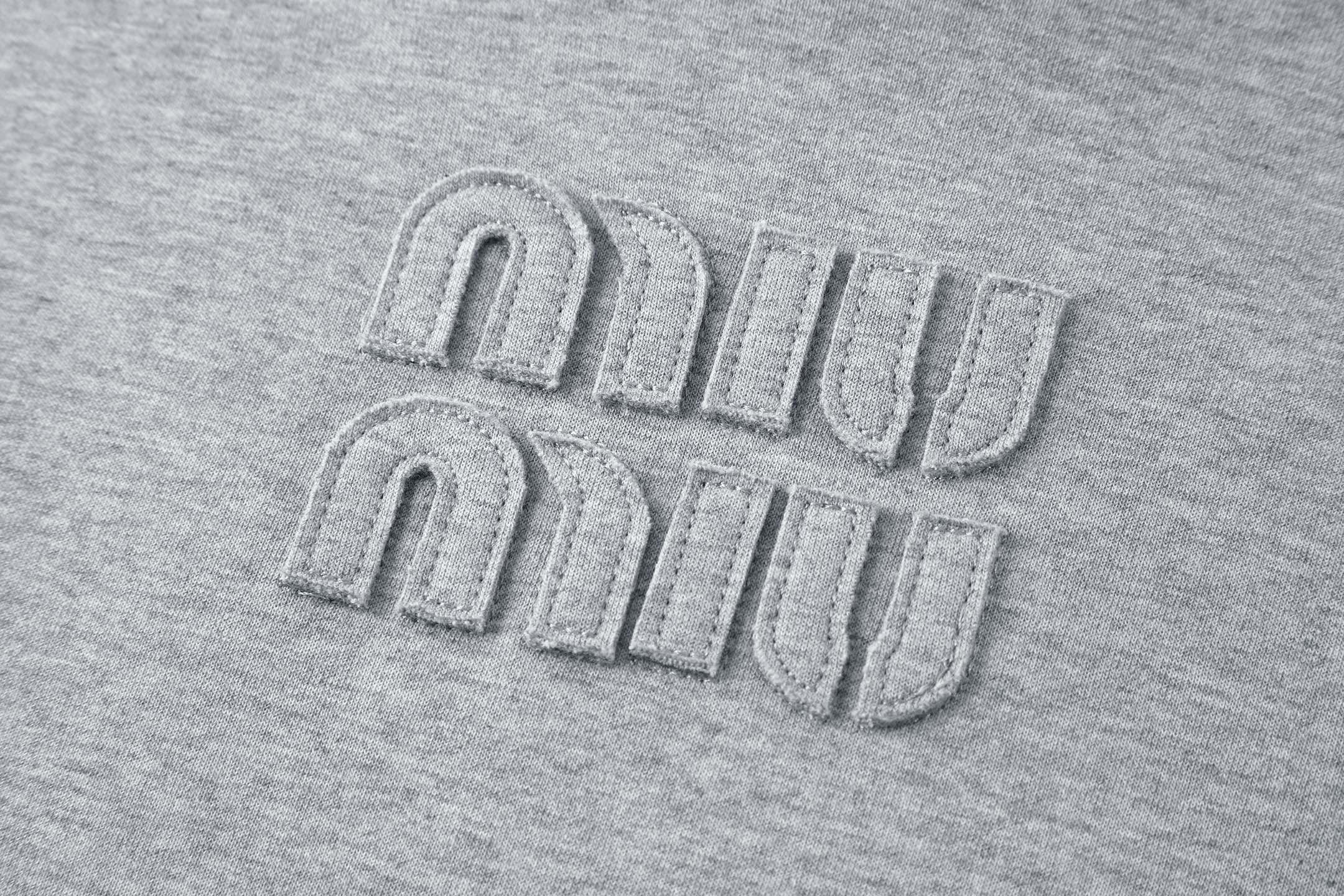 Miu Miu Embroidered Flower Logo Long Sleeve T-Shirt