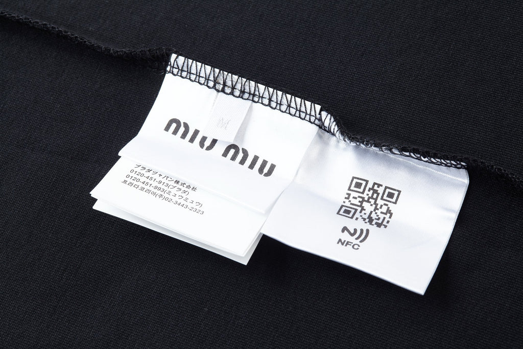 Miu Miu Embroidered Flower Logo Long Sleeve T-Shirt