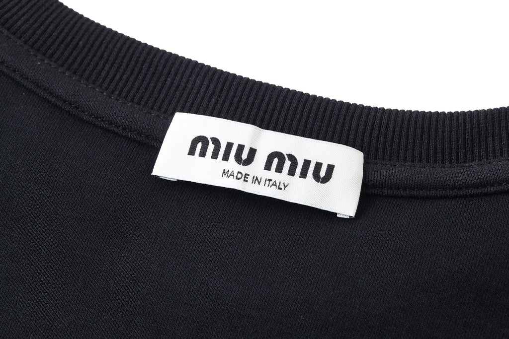Miu Miu Embroidered Flower Logo Long Sleeve T-Shirt